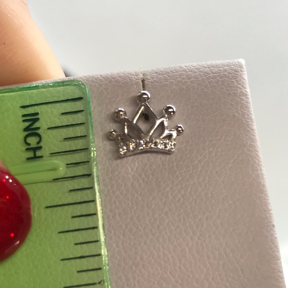 Sterling Silver 925 Crown Stud Earrings - Picture 4 of 4